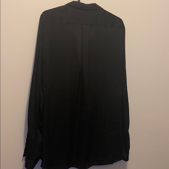 Zara black double pocket loose satin shirt  blouse - Picture 3 of 12
